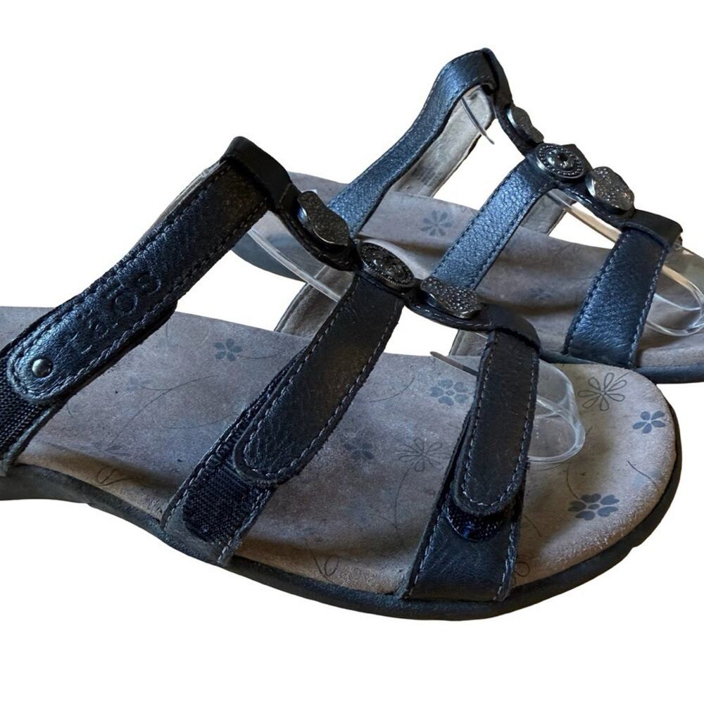 Taos Prize 4 Slide Sandals Slip On Slides Black Leather Comfort Shoes Summer 7 - Picture 14 of 16